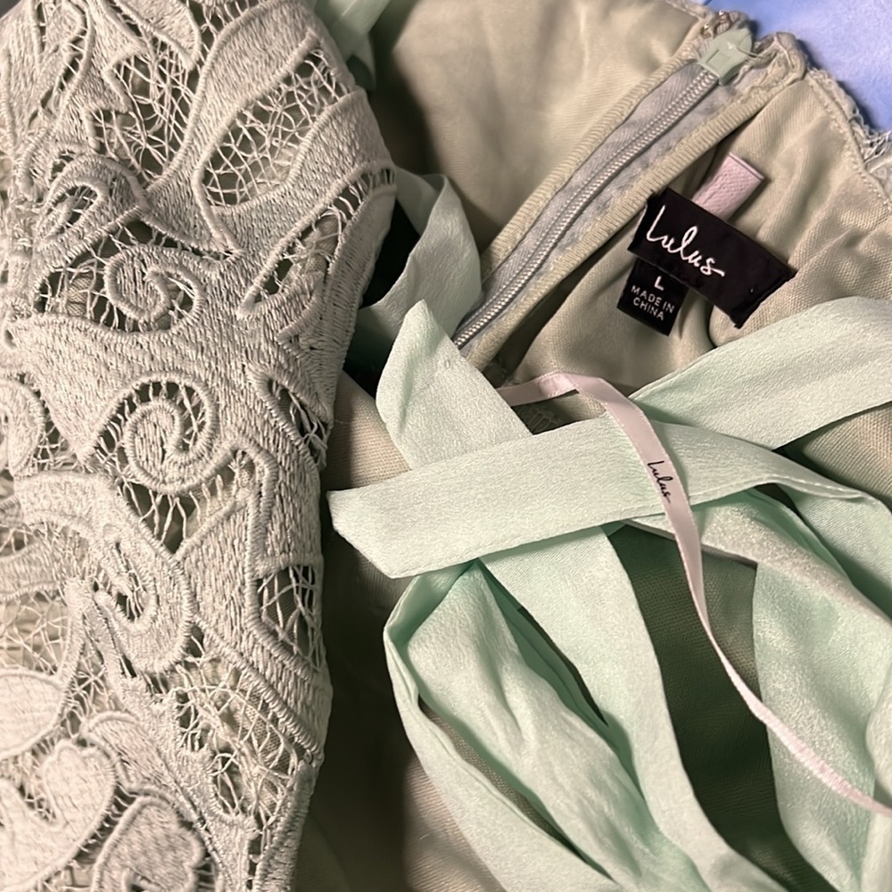 Won Your Heart Sage Green Lace Tie-Strap High-Low Midi Dress - Picture 6 of 9